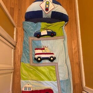 Boys Fleece Sleeping Bag Attached Pillow 3D Firetruck, Police Car, Ambulance